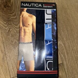 Nautica Men 4 Brushed Micro Boxer Briefs Size Small Solid Blues‎ Logo